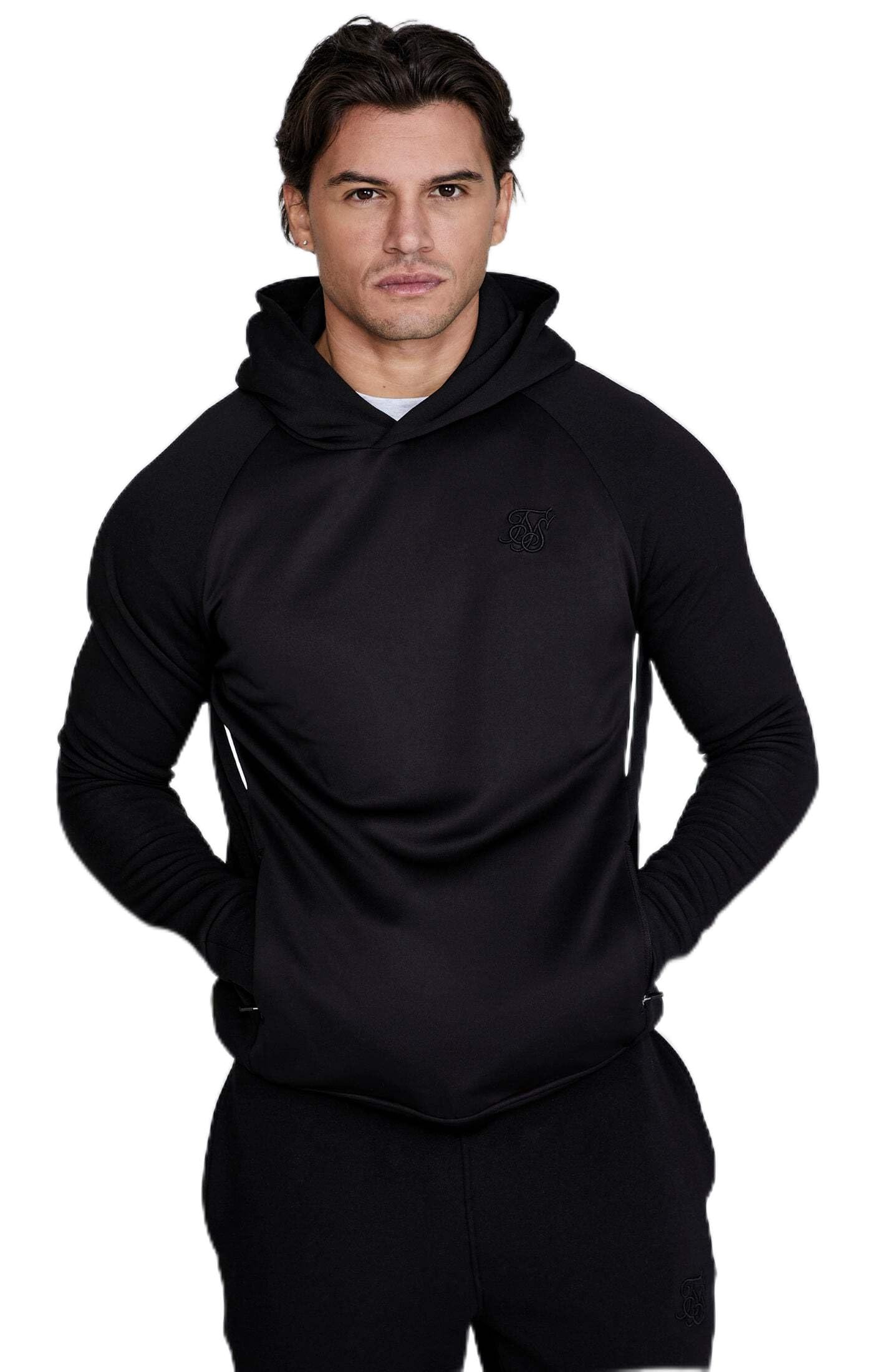 SikSilk Men's Pullover Overhead Hoodie Black L