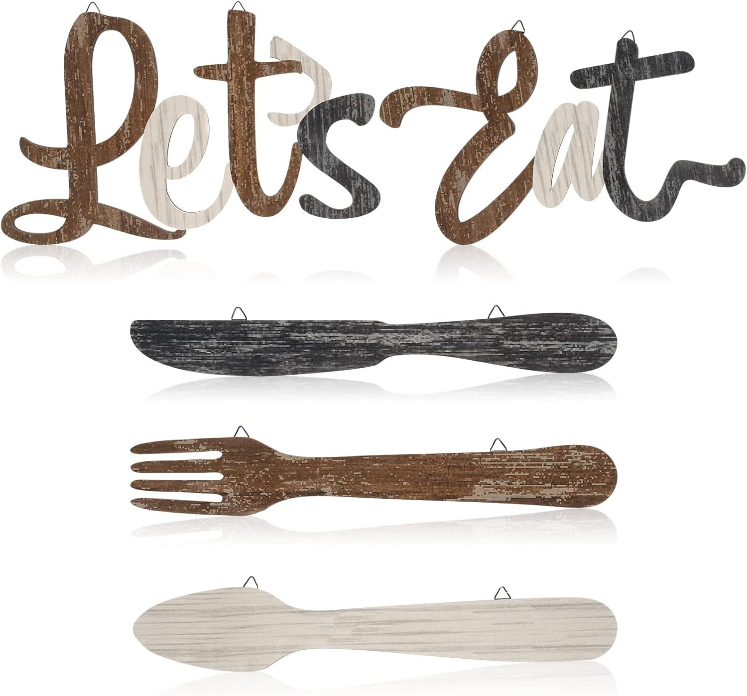 Jetec 5 Pcs Let’s Eat Sign Kitchen Wall Decor Fork Spoon Knife Kitchen Decor Sign Rustic Farmhouse Wooden wall decorations for Home Dining Room Bar Cafe Restaurant(Brown, Beige, Dark Gray) Jetec 5 Pcs Let’s Eat Sign Kitchen Wall Decor Fork Spoon Knife Kitchen Decor Sign Rustic Farmhouse Wooden wall decorations for Home Dining Room Bar Cafe Restaurant(Brown, Beige, Dark Gray)