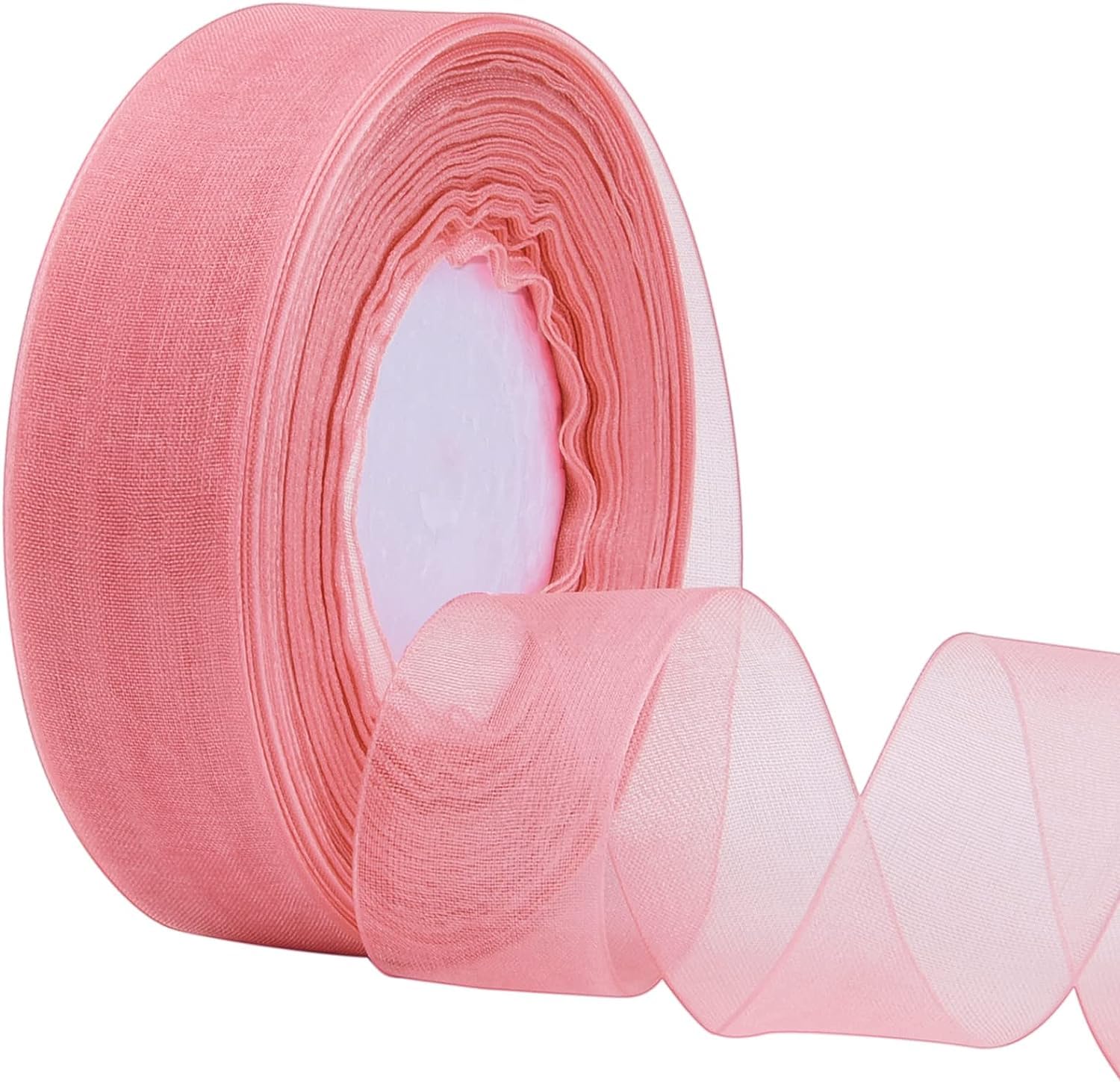 45m x 25cm Shimmer Sheer Organza Ribbon,Chiffon Fabric Ribbons for Bouquets Garland,Bowknot,Wedding,Gift Wrapping,Hair,Crafts,Decoration (Tender pink)