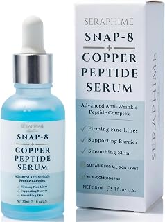 Snap 8 Peptide Serum with 1% GHK-CU Copper Peptide – GHK CU Peptide Face Serum for Fine Lines & Wrinkles – Firming, Hydrating & Smoothing for a Youthful-Looking Complexion, 1 fl oz