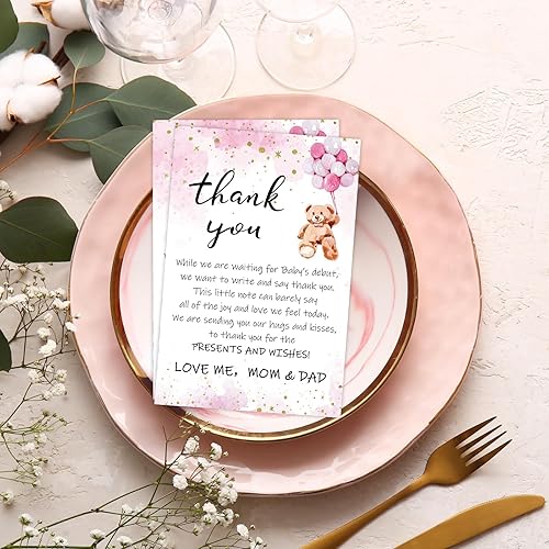 Miniatura 6 de Kisston 50 juegos de tarjetas de agradecimiento con 50 sobres y calcomanías, tarjeta de regalo de agradecimiento para baby shower, revelación