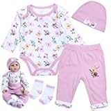 Reborn Baby Dolls Clothes Accessories 22 inch Girl Outfit 4 pcs for 17-22 Inch Reborn Dolls