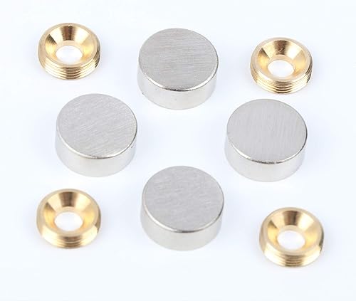 Miniatura 10 de Tornillos de espejo, clavos decorativos de espejo con tapa de latón, 1 pulgada, níquel satinado, paquete de 4 Círculo: 1.0 in,Círculo: 1,5