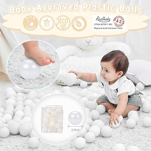 Miniatura 2 de Realhaha Bolas beige para el hoyo de bola, bolas plásticas coloridas libres del juego del bebé de BPA