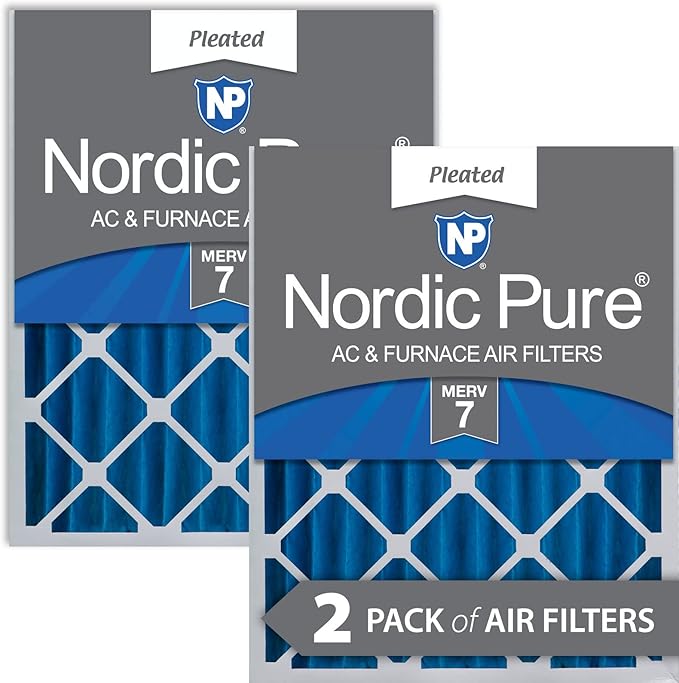 Nordic Pure 20x25x4 MERV 7 Pleated AC Furnace Air Filters 2 Pack
