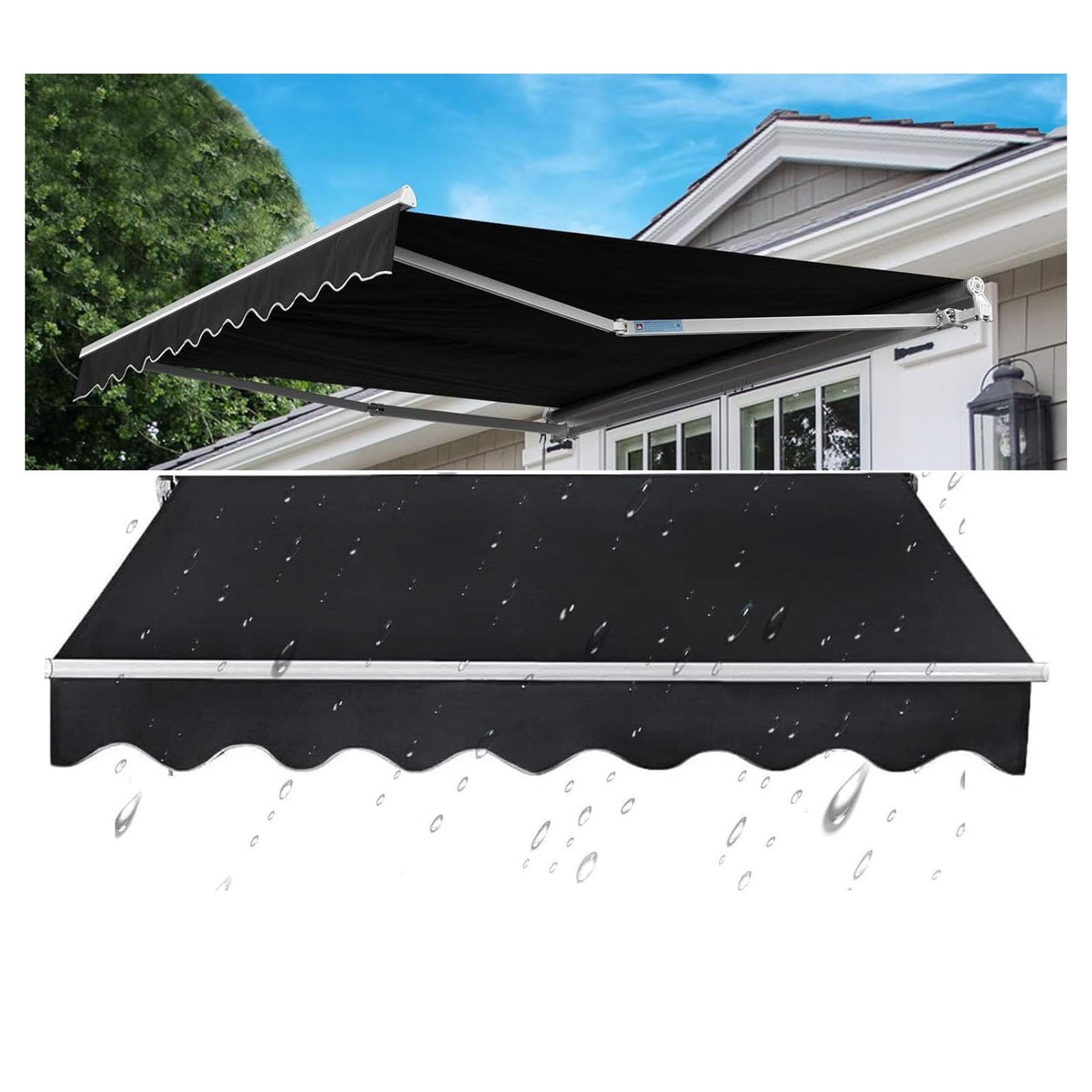 ZFUCMAYL Awning Replacement Fabric,Many Sizes Polyester Replacement Canvas,Replacement Canopy Top Cover Canvas for Courtyard Balcony Shop Cafe Deck(Frameless)(13.1x9.8ft)