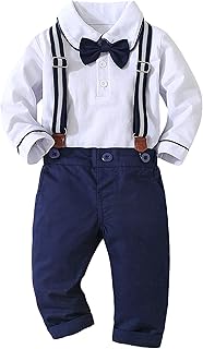 Yomartily Baby,Clothing,Baby Boys 0-24m,Outfits & Clothing Sets Yomartily Baby Boys Gentlemen Outfits Suit Infant Long Sleeve Bowtie Romper Suspenders Bowtie Baby Clothes Set