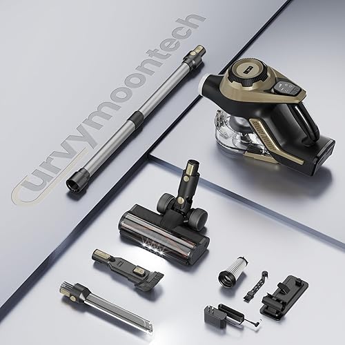 Vista 7 de Aspiradora inalámbrica, 30Kpa, aspiradora de palo para el hogar, pantalla inteligente y recipiente de polvo de 1.5L, tiempo de ejecución máximo