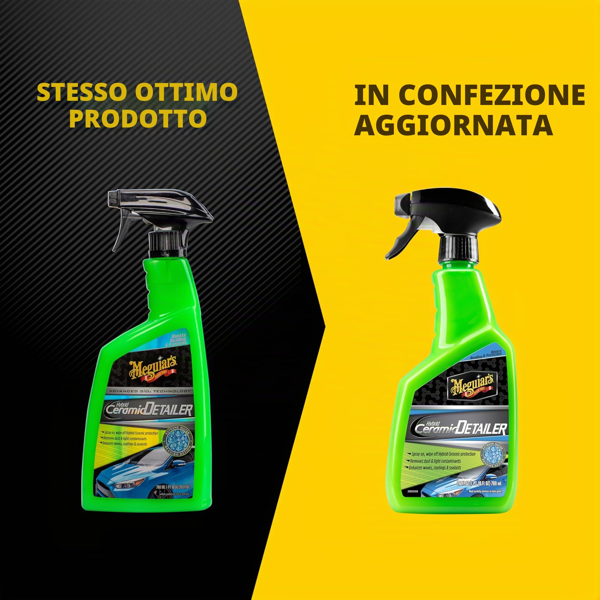 Meguiar's Hybrid Ceramic Detailer, Protezione in Ceramica Ibrida per Auto e Moto - Pulisce e Protegge, Migliora Cera, Rivestimenti e Sigillanti, 769 ml, G200526EU