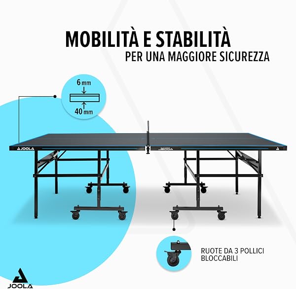 JOOLA Tavolo da ping pong professionale per esterni, 6 mm, superficie composita in alluminio, resistente alle intemperie, pieghevole, con rete inclusa - 3