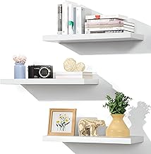 أرفف مثبتة على الحائط - مجموعة ثلاثية من الأرفف البيضاء المعلقة بأحجام قابلة للتعديل للديكور المنزلي متعدد الاستخدامات، مناسبة للمطبخ والحمام وغرفة المعيشة وديكور غرفة النوم