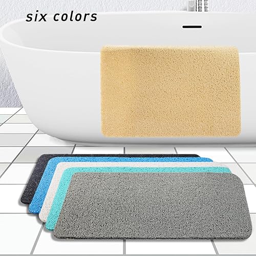 Miniatura 6 de Asvin Tapete de baño con textura suave, para ducha, 24 x 16 pulgadas, sin ftalatos, antideslizante, cómodo, tapete de baño con drenaje, tapete de