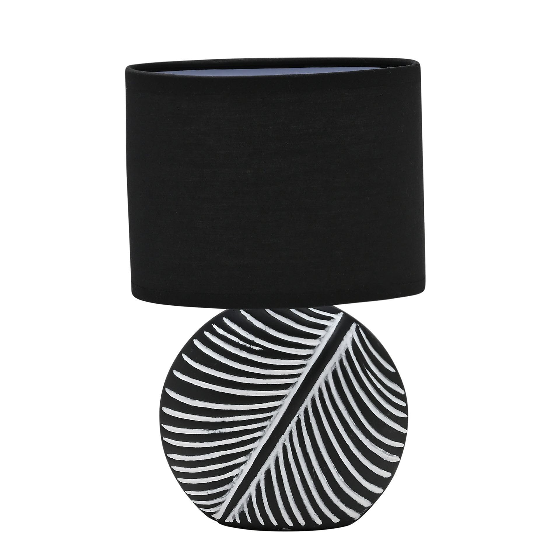 Widdop and Co Hestia Natural Circle Leaf Lamp, Black and White, Ceramic, Contemporary and Stylish Design, Table Lamp
