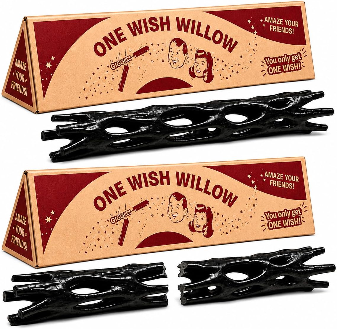 One Wish Willow Snap Sticks with Retro Boxes, Novelty Props, 2 Pack