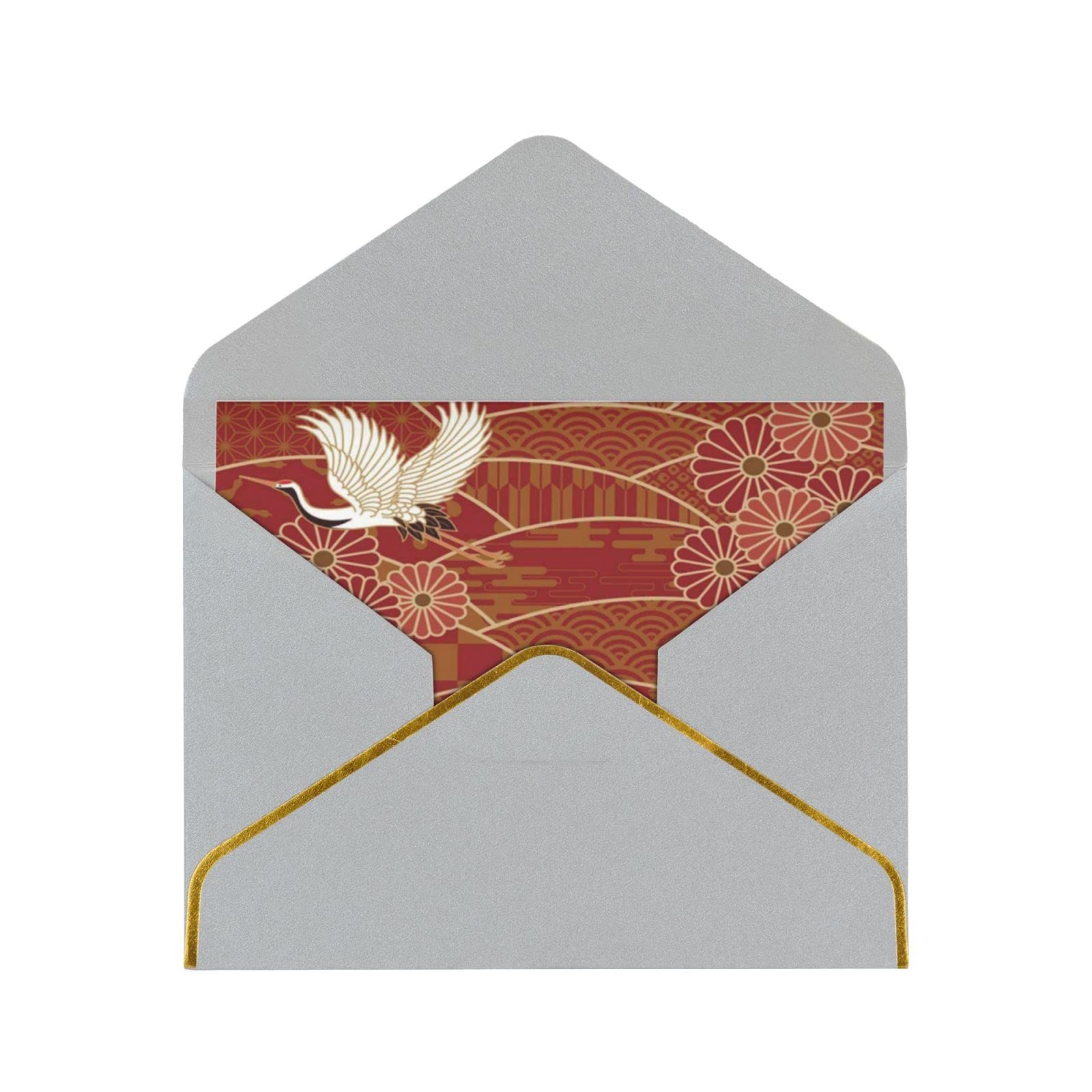 PSVOD Two cranes chrysanthemums printing eco-friendly greeting cards with envelopes,blank inside for all occasion