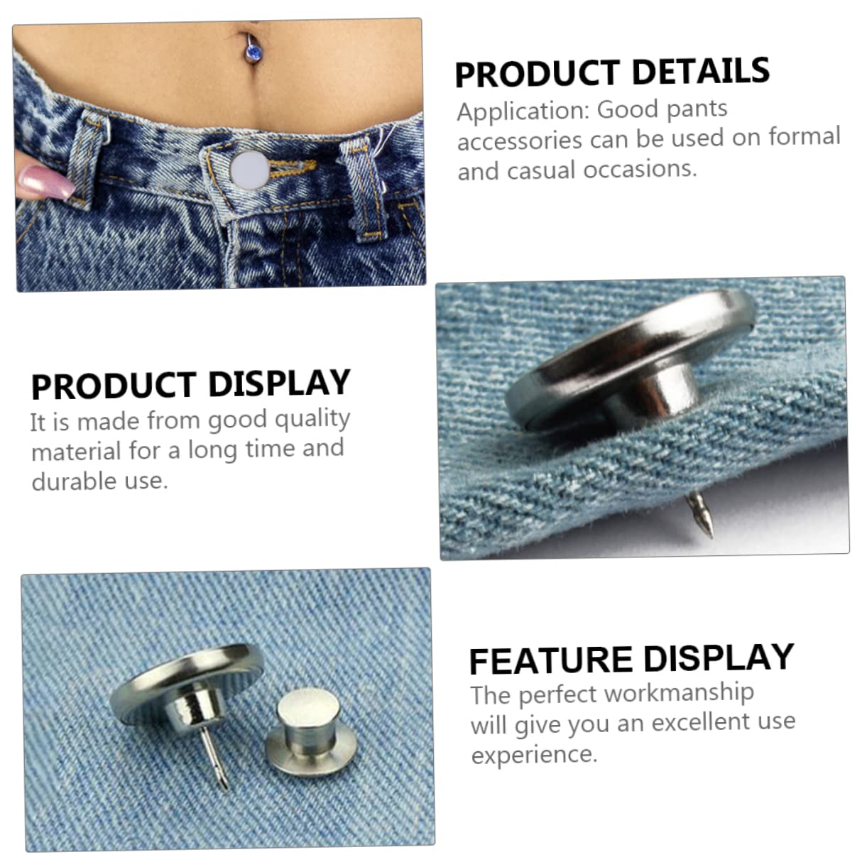 STOBOK 60pezzi Fibbia Regolabile Per Pantaloni Senza Cucitura Estensore Vita Per Jeans Accessorio Pratico e Duraturo Per Abbigliamento