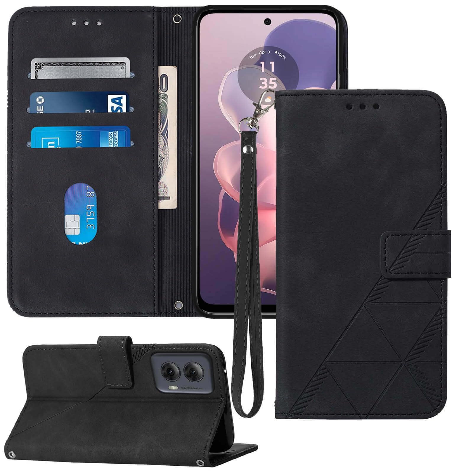 Moment Dextrad for Moto G Power 5G 2024 Case Wallet, Card Holder Slots, Wrist Strap, TPU Interior Protective, Stand PU Leather Flip Cover for Moto G