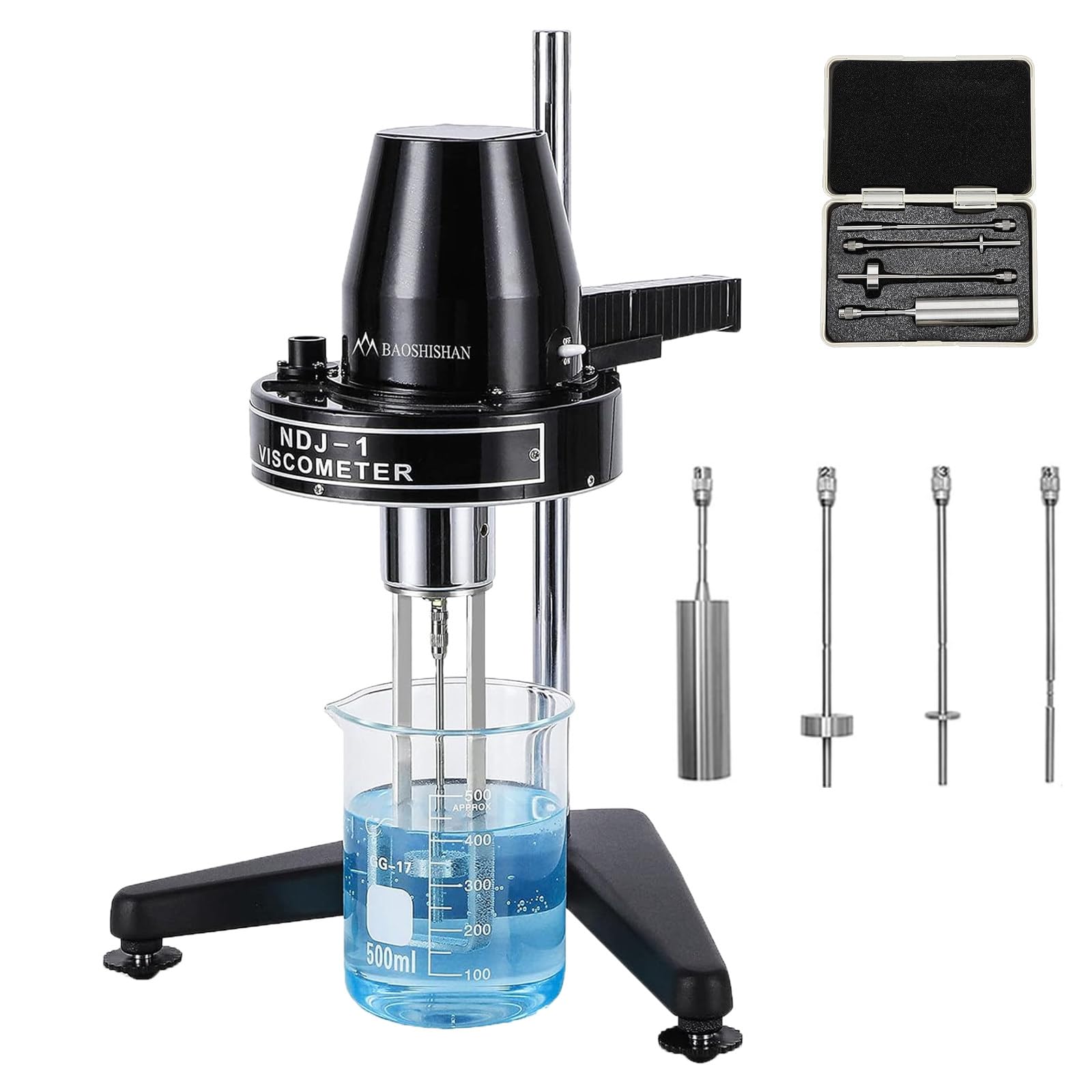 Viscosímetro Rotativo Digital con 4 Husillos para Pinturas y Aceites; Portátil, Precisión ±5%, Rango 10-100.000 Mpa·S, Ideal para Pruebas de Laboratorio