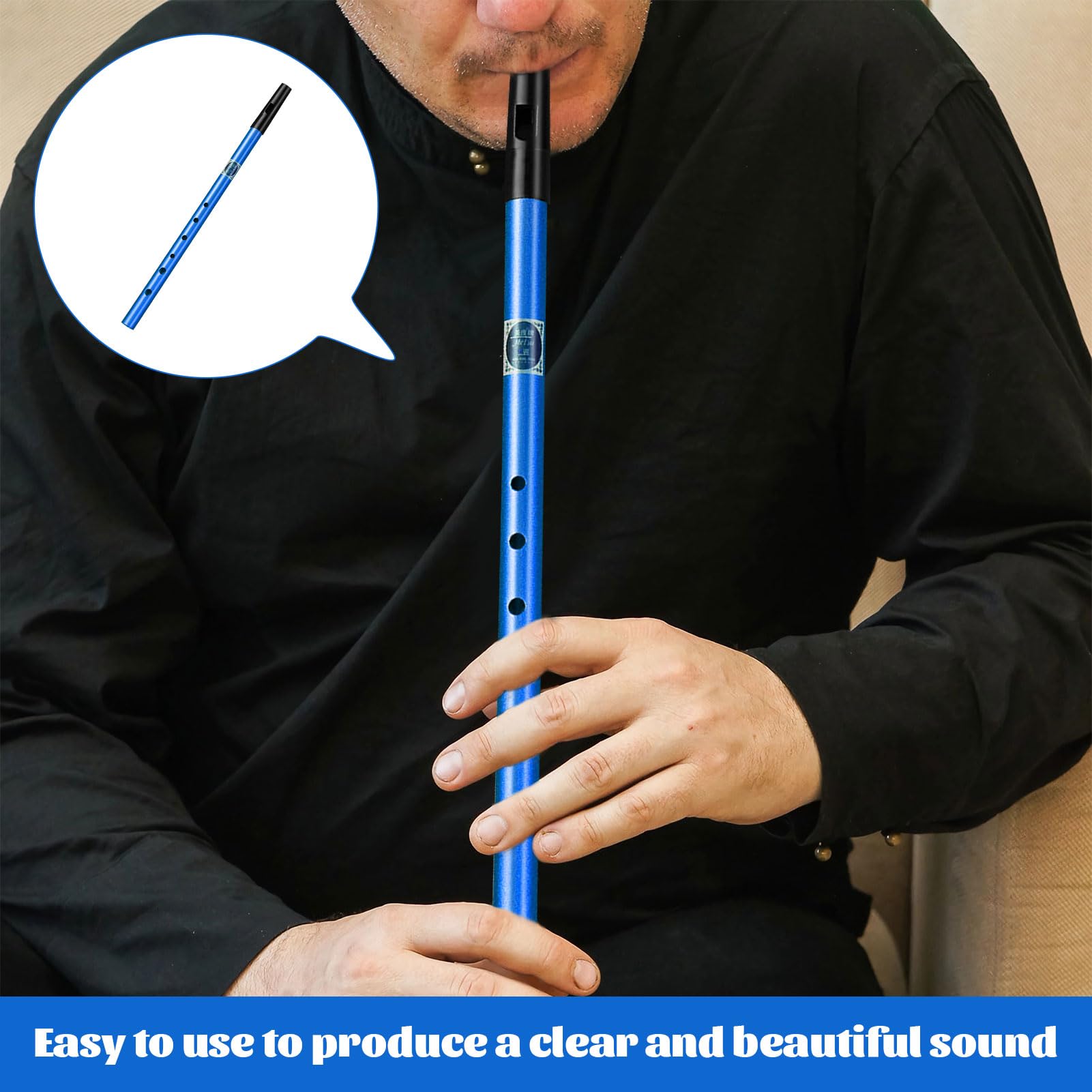 Alloy Tin Whistle D Major, Dark Blue Penny Whistles,Six Hole, Easy to Play, Traditional Music - Image 4