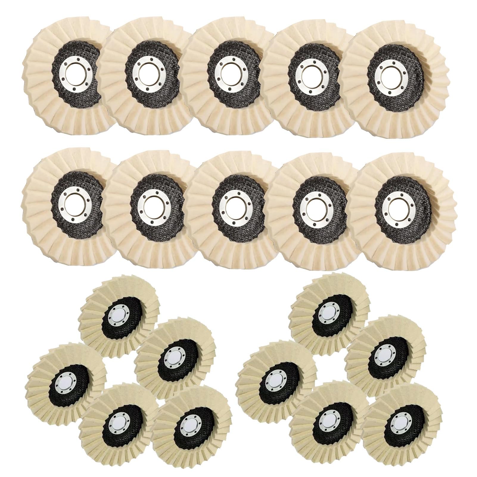 20 discos de lana de alta densidad para pulir - 4,5" x 5" para pulir piedra - Acabado espejo para muebles y amoladoras angulares(4.5in)