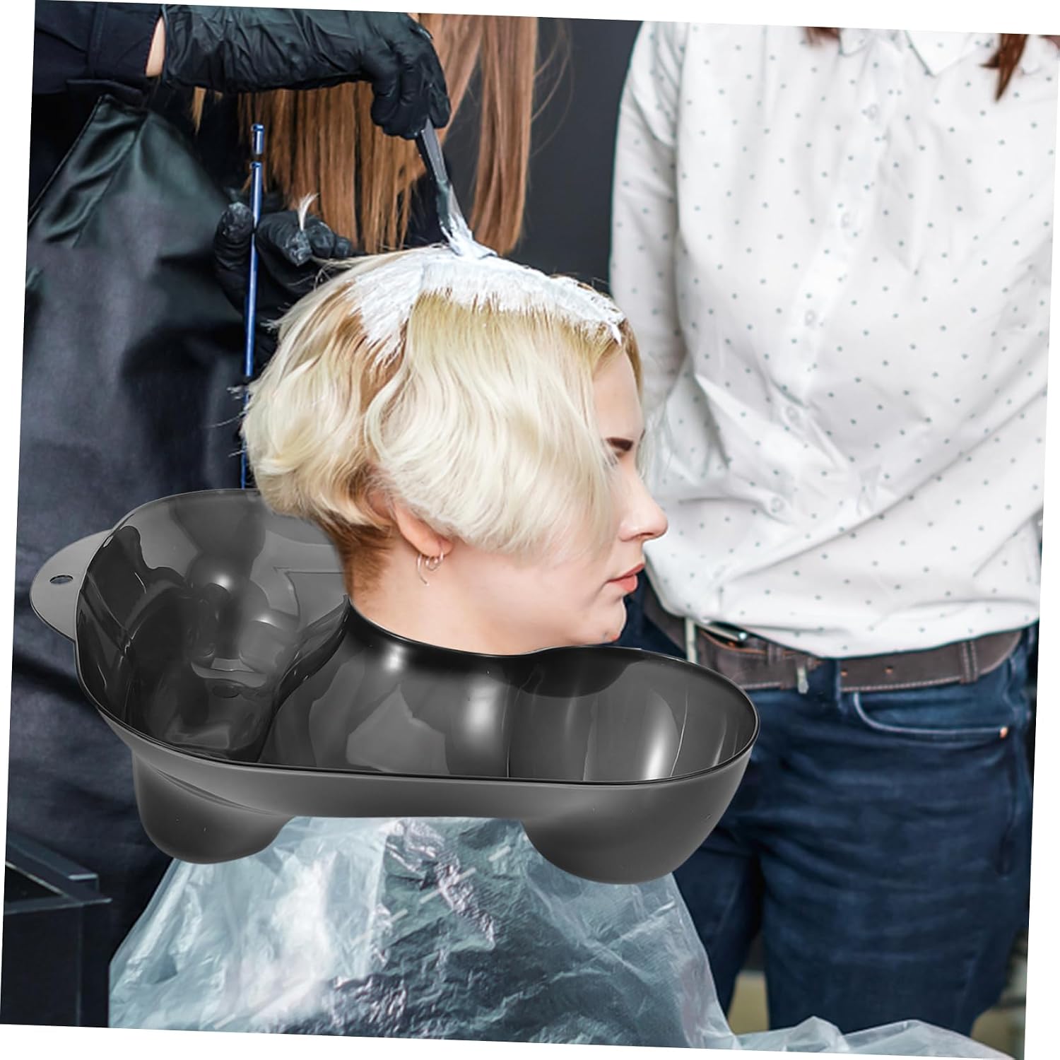 Salon Neck Tray for Hair Perming and Dyeing, Reusable Plastic Black
