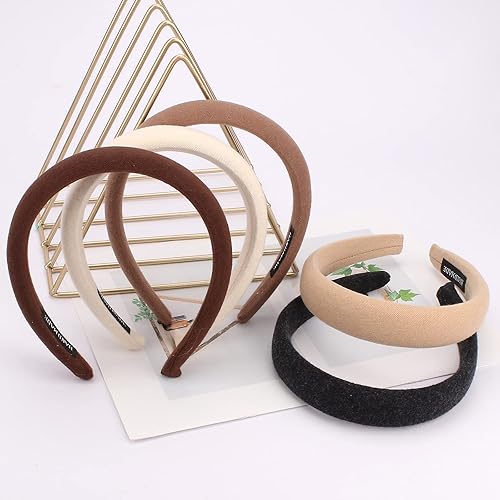 Miniatura 9 de Ondder Diademas para mujeres, diademas acolchadas surtidas para niñas, diademas de moda para mujer, bandas para la cabeza de color sólido, diademas