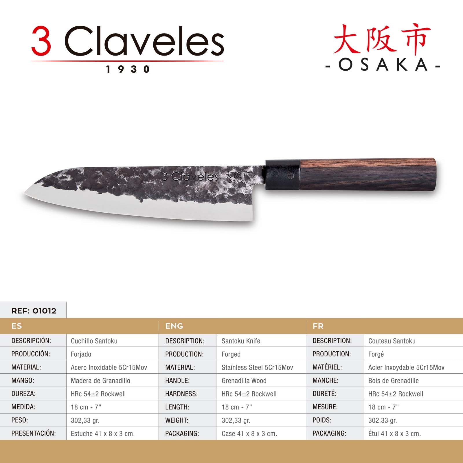 3 Claveles Coltello Giapponese, legno, 6 Unità