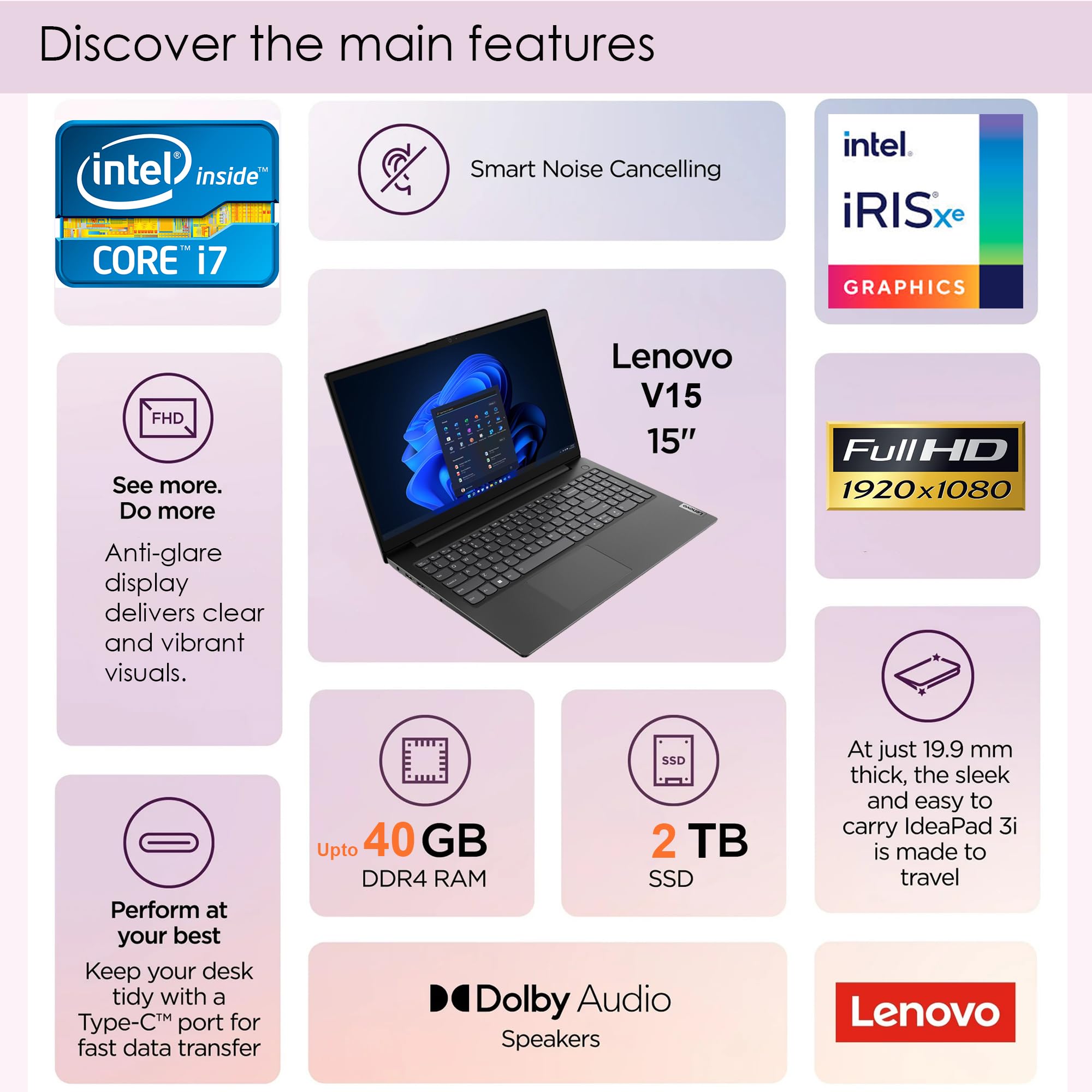Amazon.com: Lenovo Cores i7 Laptop (Non Touch | Win11 Home, 40GB