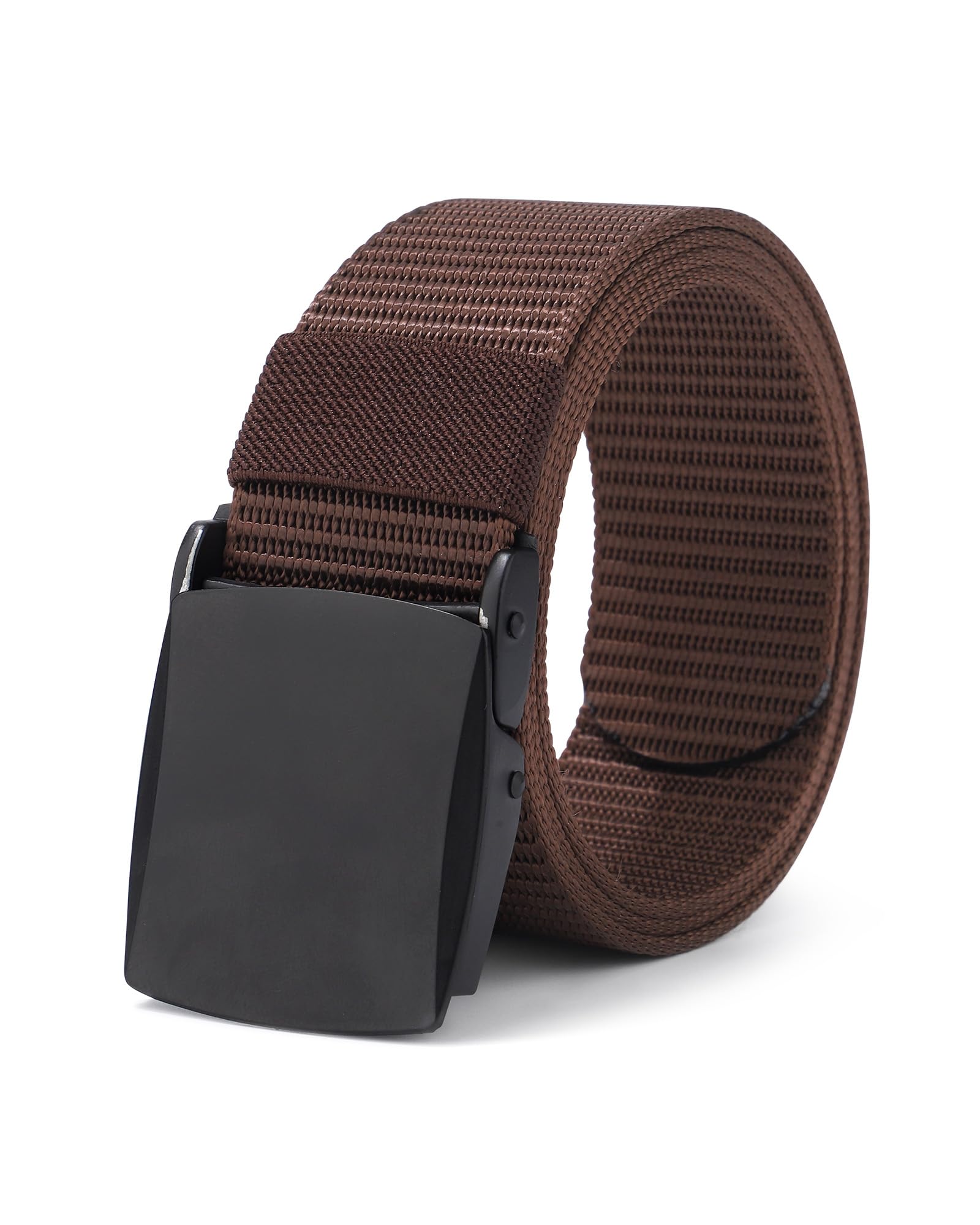 AWAYTR Mens Nylon Ratchet Belt - No Holes Casual Web Belt with Slide Metal Buckle for Jeans Golf