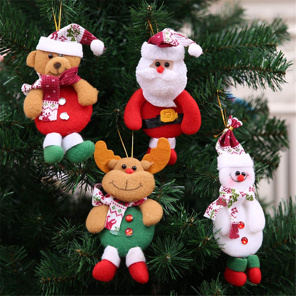 Ulalaza Christmas Tree Hanging Doll Santa Claus Snowman Elk Tags Pendant Holiday Party Ornaments