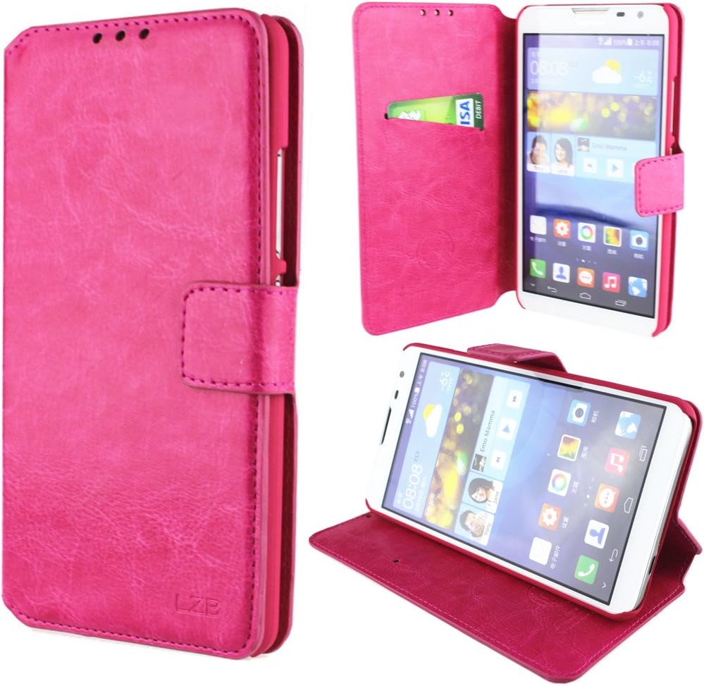 Brila LZB Huawei Mate2 Leather Flip Case, Kickstand Feature Wallet Case for Huawei Mate2. (Rose Red)