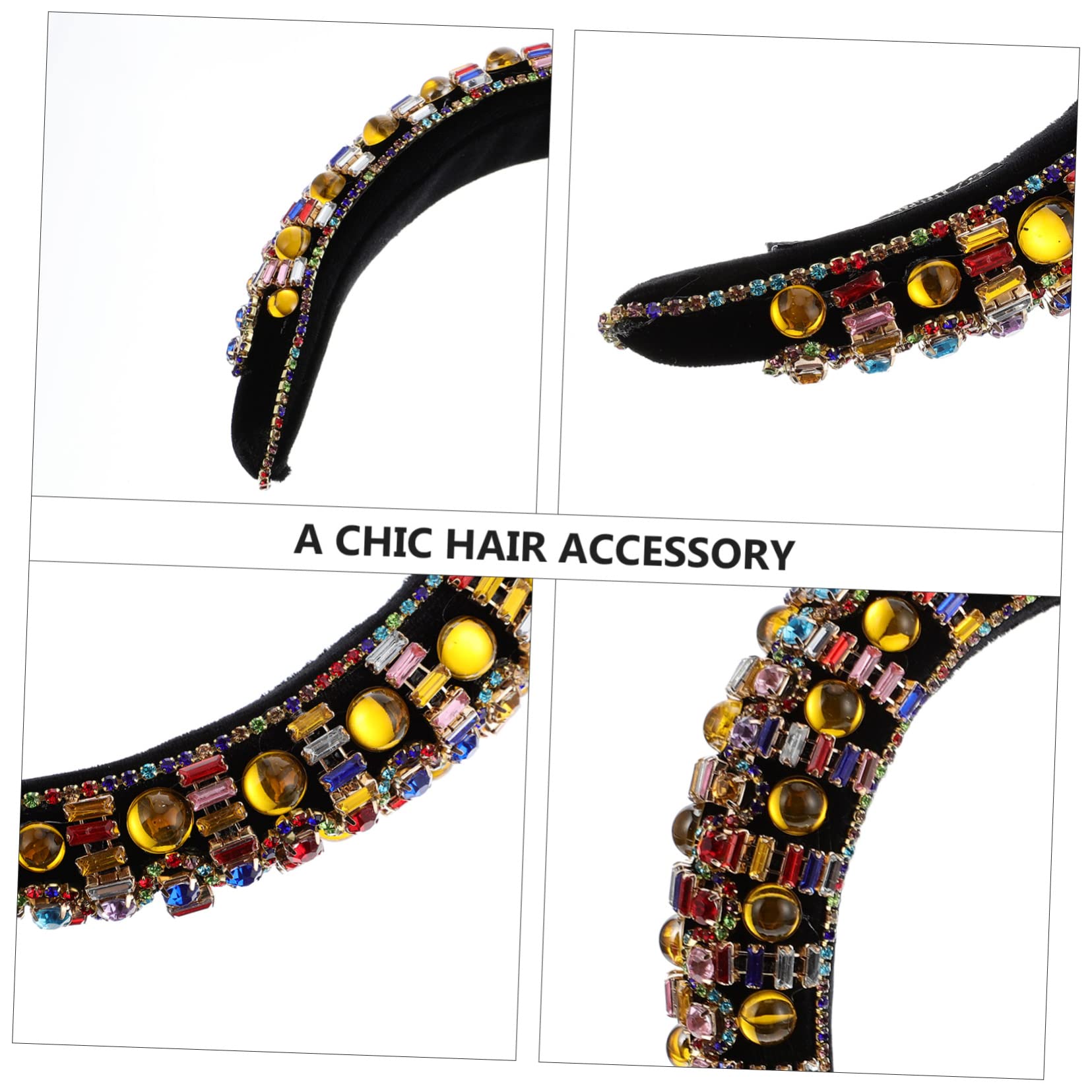 Diadema Ancha Acolchada Gemas de Imitación y Cristal para Niñas y Mujeres, Accesorio Pelo Diseño Vintage y Sujeción Firme para Ocasiones Obsequios y Uso Diario
