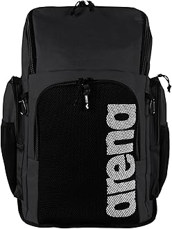 ARENA Team 45L Swimming Athlete Sports Backpack Training Gear Bag for Men and Women, Black Melange