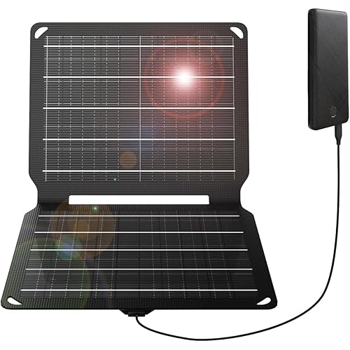 FlexSolar 10W Portable Solar Chargers 5V USB Small Power Emergency ETFE Panels Foldable IP67 Waterproof Camping Hiking Backpacking for Phones Fans Flashlight Watches Small Power Banks Battery Packs
