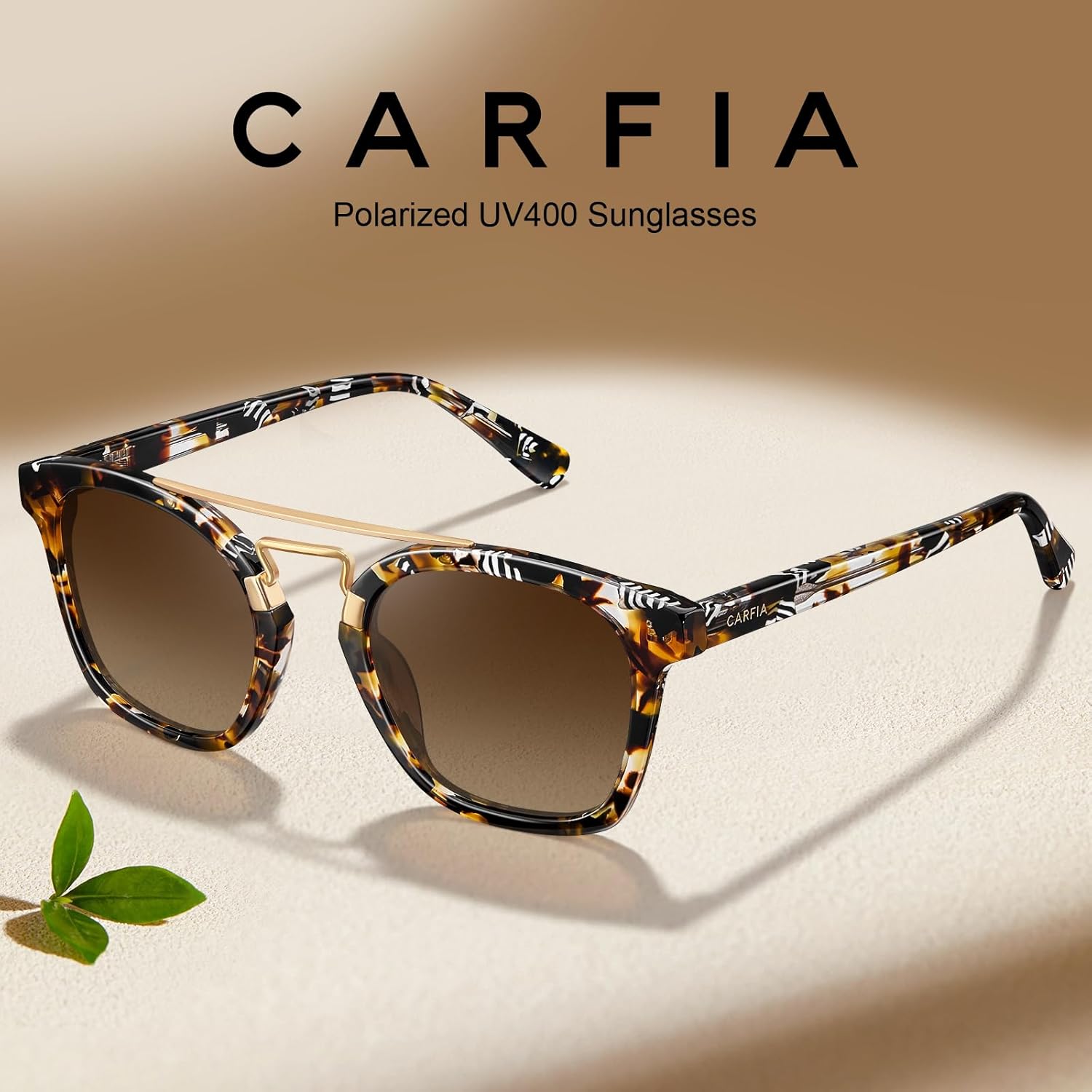 CARFIA Retro Polarized Sunglasses Womens UV400 Protection, Unique Double Metal Bridge, Premium Square Acetate Shades - Image 4