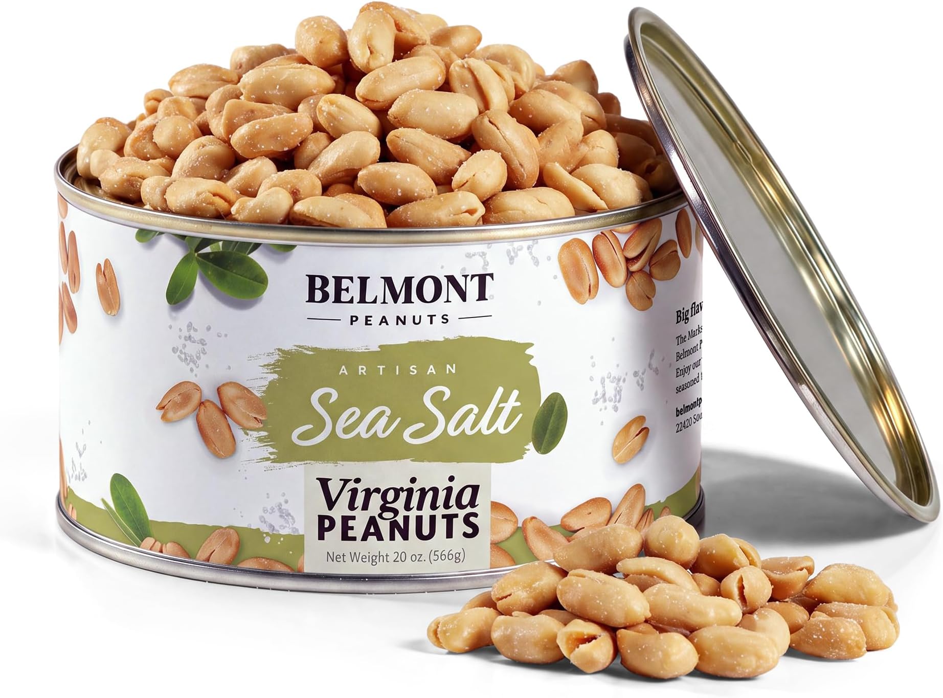 Gourmet Sea-Salted Virginia Peanuts, 20 oz (1 Pack) – Only 3 Simple Ingredients, No Preservatives, 7g Protein – A Premium, Salty, Crunchy, Hand Seasoned Snack