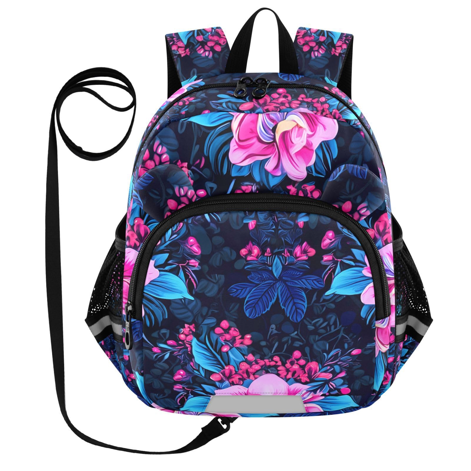 Orchid Berry Foliage Dark Toddler Harness Backpack for Boys Girls 3-6 Years Kids Backpack with Anti Lost Safety Leash Baby Travel Bag for Walking Travel Preschool