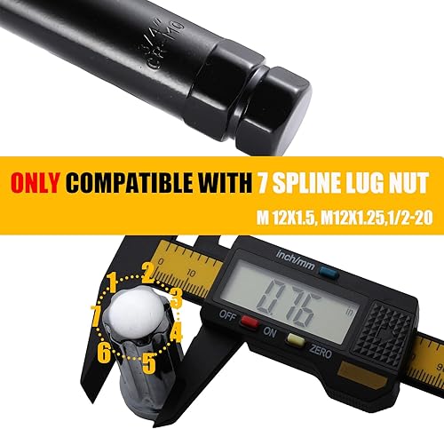 Miniatura 4 de VEXPLO Llaves de Tubo Pequeñas de 6 y 7 Estrías para Tuercas de Rueda, Llave para Tuercas de Posventa 14x1.5, 14x2.0, 916 pulgadas, 12x1.5, 12x1.25,