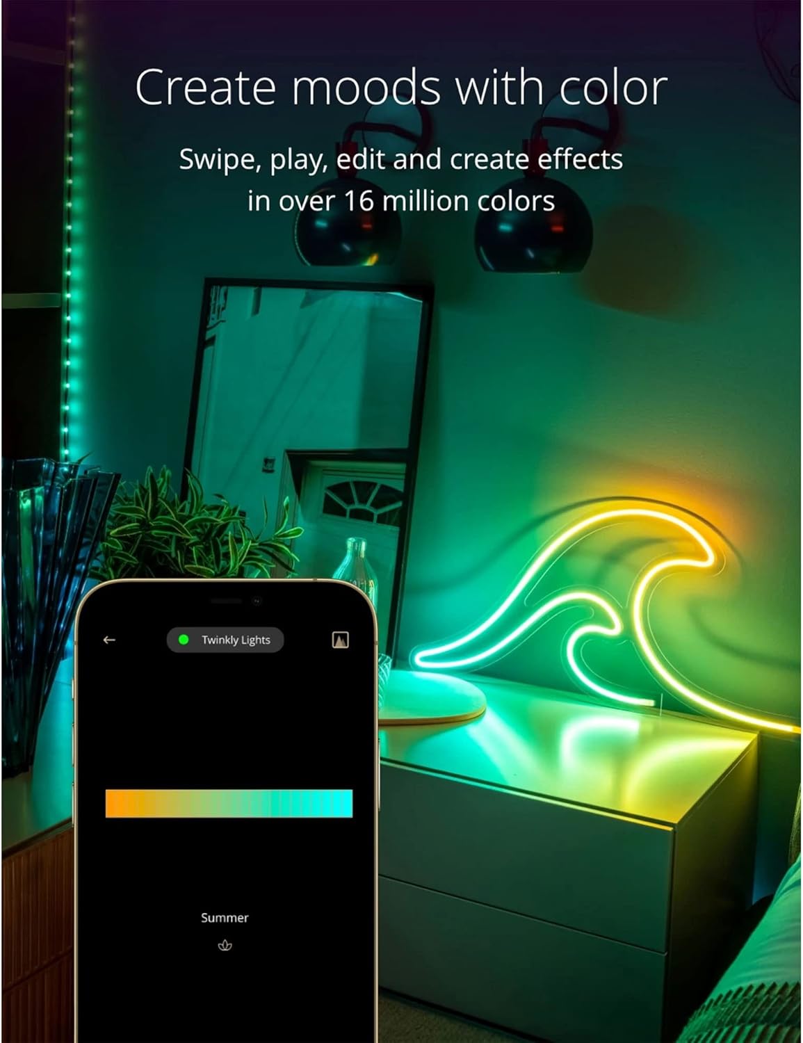 Twinkly Flex – App-Controlled Flexible Light Tube with RGB (16 Million Colors) LEDs. 6.5 feet. White Wire. Indoor Smart Home Decoration Light (4 Pack)