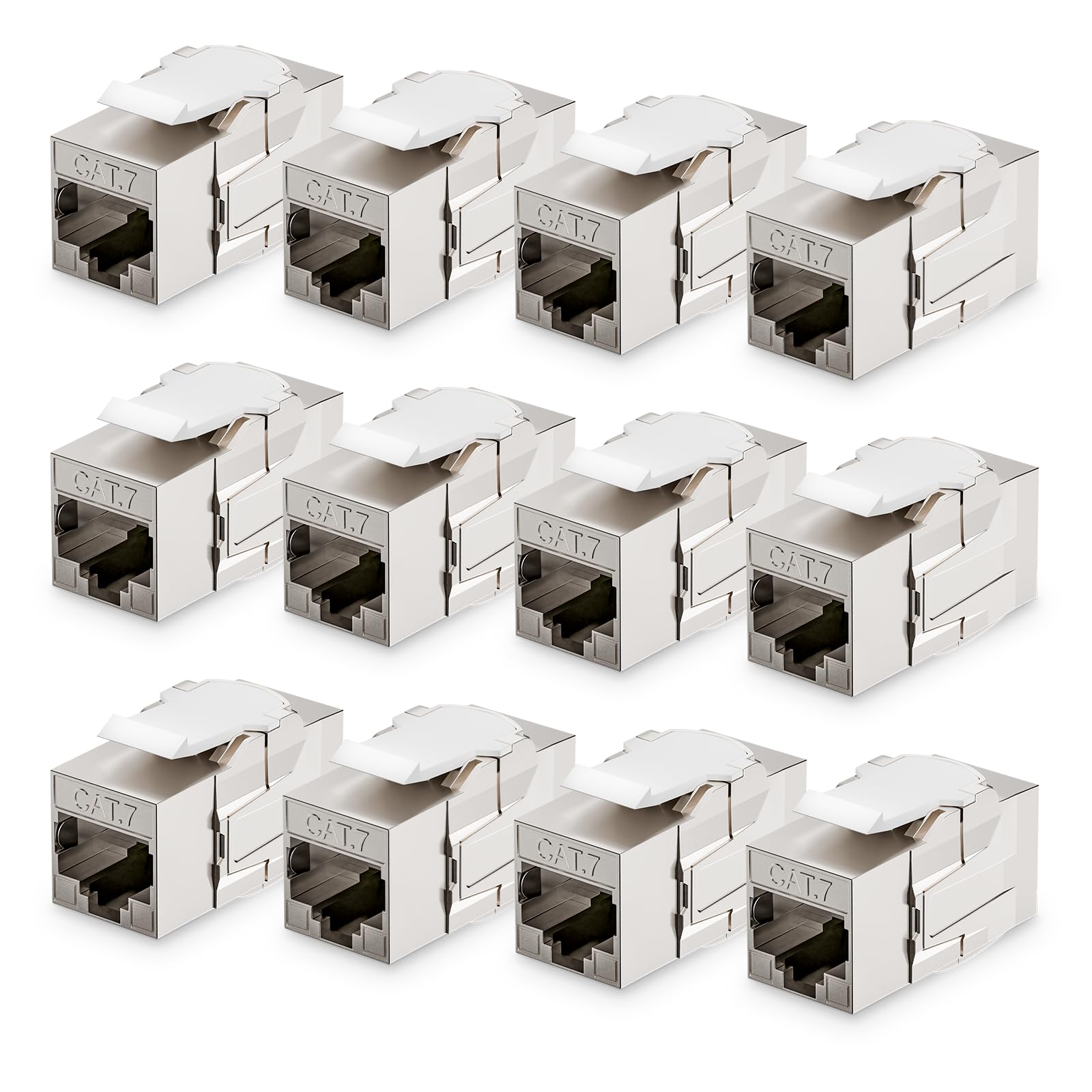 LEENUE 12 Stück Geschirmt keystone rj45 kupplung Cat7, 10Gbps/600MHz, Vergoldet Keystone Modul für CAT7 CAT6A CAT6 Verlegekabel, rj45 buchse für Patch Panel, Netzwerkdose.