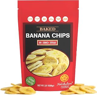 Baked Banana Chips by Nakihalani Farm (2.8 oz) - Crunchy Dried Snacks for Adults and Kids, Non-GMO, Gluten-Free & Vegan Snacks Dried Banana Chips in Resealable Bag
