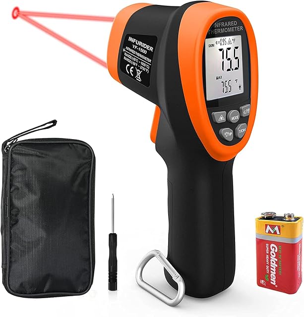 INFURIDER YF-1500 Non-Contact Infrared Thermometer,-58 to 2732 Dual Laser Temperature Gun Pyrometer 30:1 IR High Temp Gauge for Industry Kiln Oven Furnace Not for Human