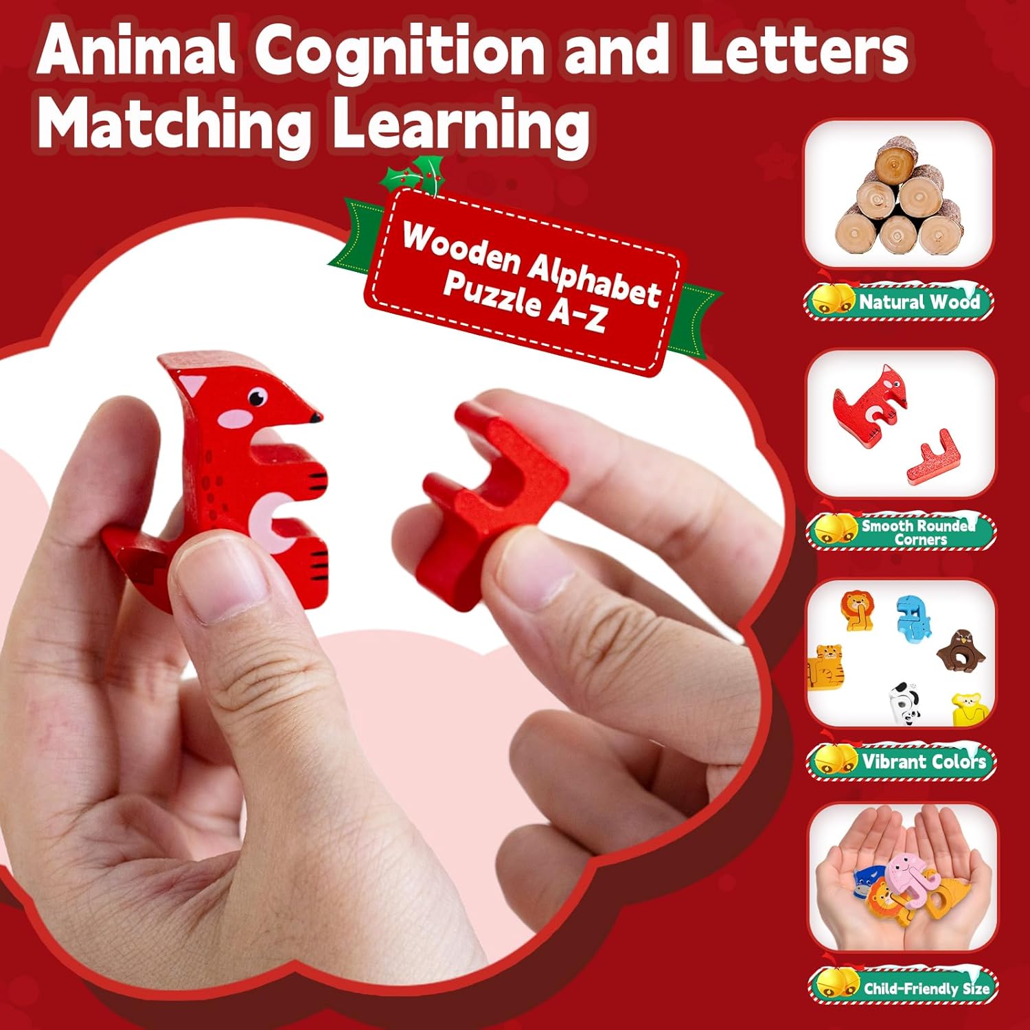 Advent Calendar 2026 Animal Alphabet Matching Toy for Kids,26 Pcs Christmas Advent Calendar ABC Matching Educational Toy, Wooden Alphabet Animal Puzzles for Boys,Girls,Toddlers,and Kids