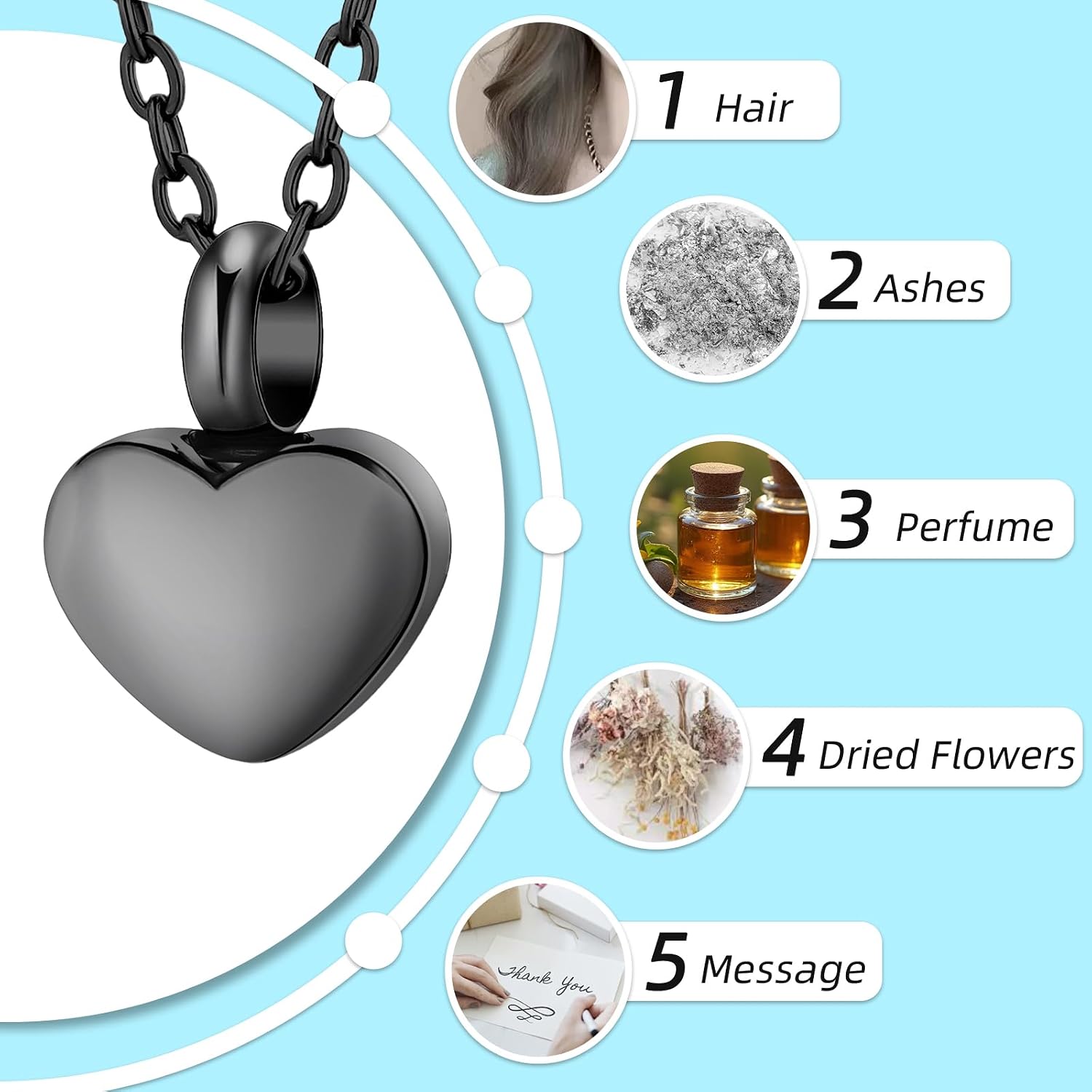 Mini Heart Cremation Urn Necklace for Ashes for Women Men Cremation Locket Jewelry with Keepsake Urn Memorial Ash Jewelry