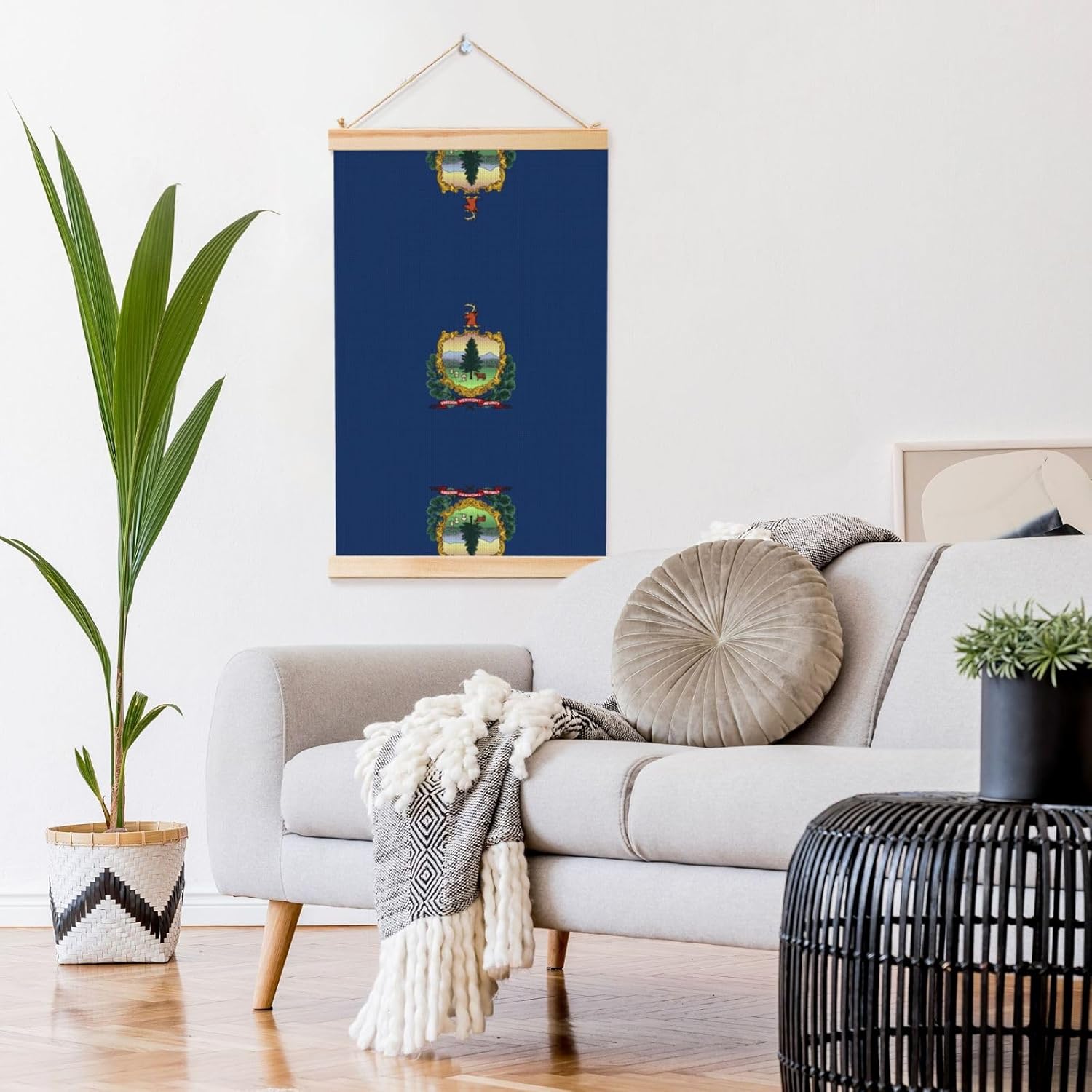 Vermont State Flag Print Poster Hanger,Hanging Poster, Poster Frame,Wood Poster Hanger, For Wall Hanging