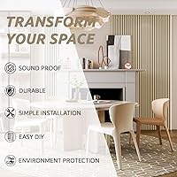 Vista 6 de Paneles de madera para pared, paneles de pared 3D insonorizados, paquete de 2 paneles de pared de 94.5 x 12.6 pulgadas para decoración de pared Roble