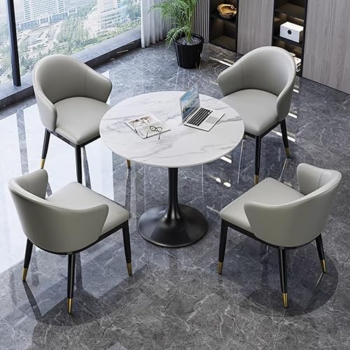 Miniatura 10 de YVYKFZD Round Dining Table Set, Office Reception Room Club Table and Chairs Combination, Small Conference Table, Simple Negotiation Table Conference
