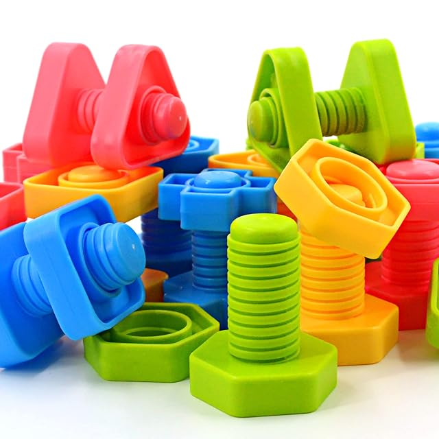 SIENIANLINE Nuts and Bolts Game - Juego de Tornillos de Colores 32 Piezas