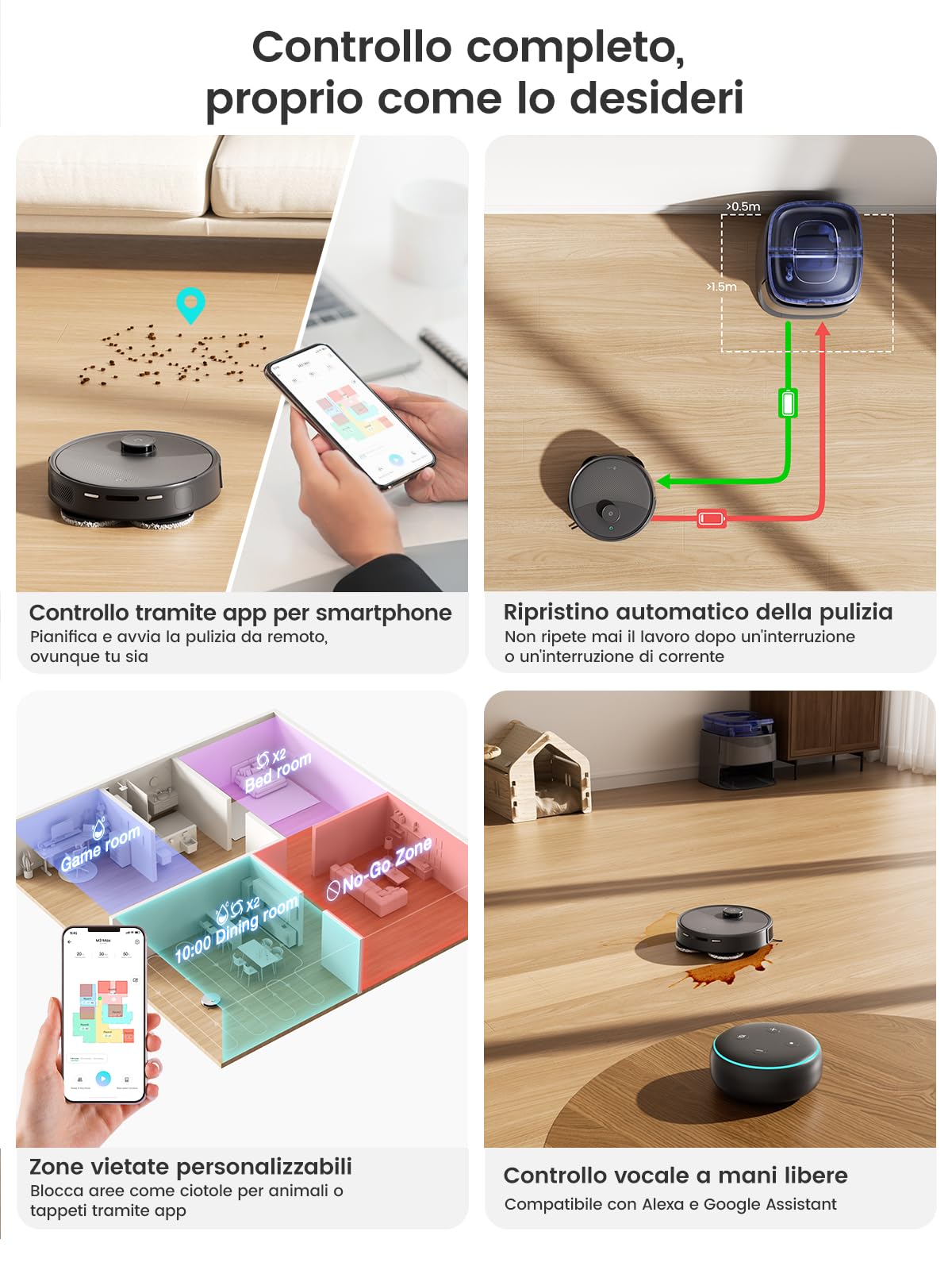 Lefant M3 Max Robot Aspirapolvere Lavapavimenti con Mappatura, Aspirazione 20000Pa, Laser dToF, Sensori PSD, Autosvuotamento 3,2L, Lavaggio Mop 45°C, Asciugatura, WiFi 2.4G/5G, Alexa/App, Grigio