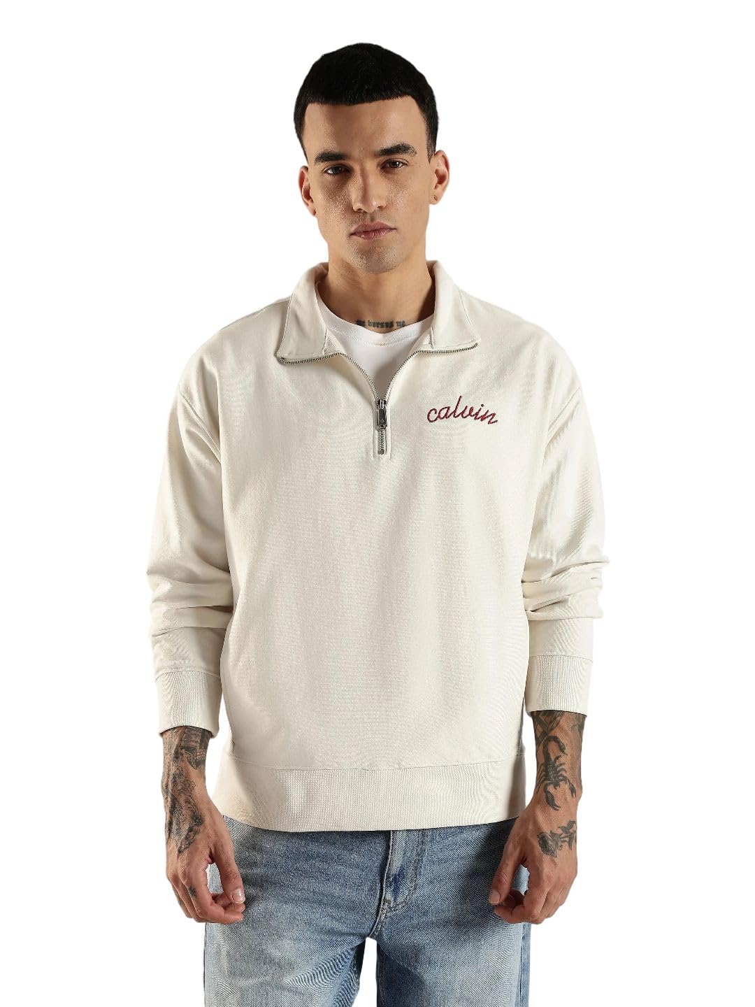 calvin klein jeans Embroidered Logo Oversized fit Cotton Sweat Shirt-picture-20